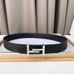 1:1  Hermes  Black Leather Belt   with Silver "H" buckle Montaged 3.8cm